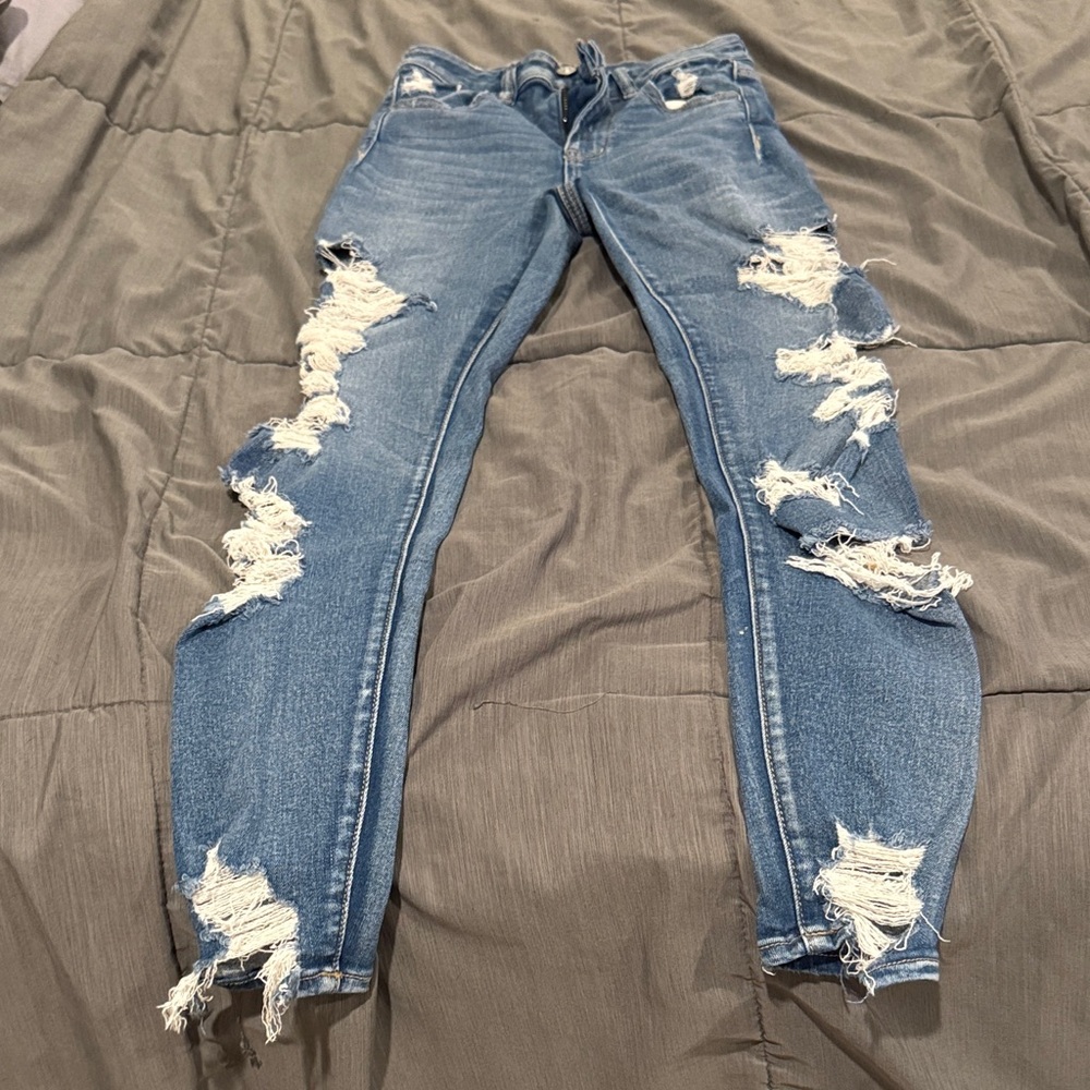 American Eagle Outfitters Ripped Blue Skinny Jeans